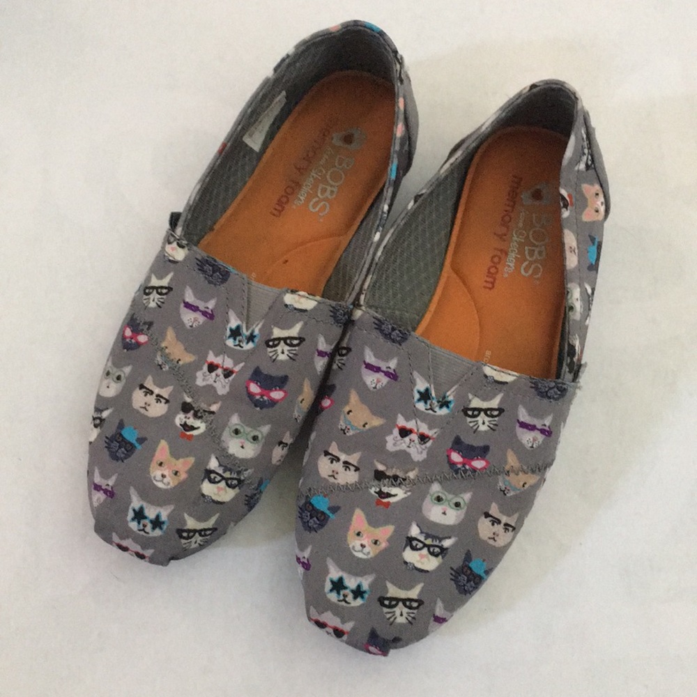 Bobs cat print slip ons